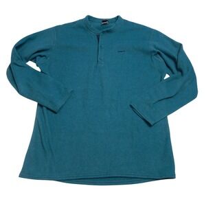 Vintage Patagonia Capilene Fleece Pullover Mens Teal Long Sleeve Snap Neck Large